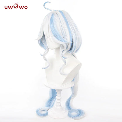 UWOWO Furina Cosplay Wig Game Genshin Impact Furina Fontaine Cospaly Wig Light Blue And Silver Long Hair