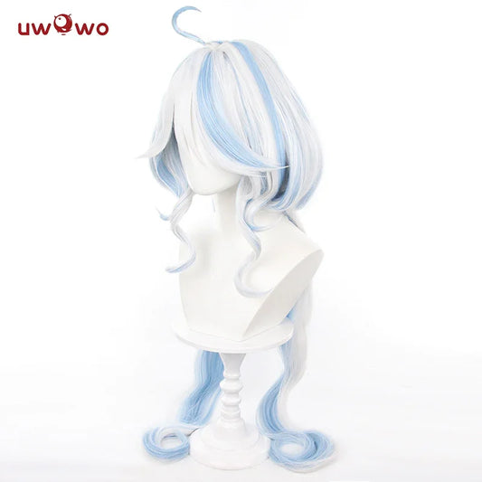 UWOWO Furina Cosplay Wig Game Genshin Impact Furina Fontaine Cospaly Wig Light Blue And Silver Long Hair