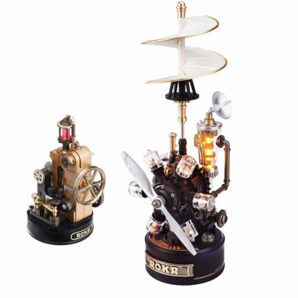 Robotime Rokr 3D Puzzle Da Vinci Helicopter Model Kit Mechanical DIY Building Set with Lights Motion PVC Engineering Model Toy