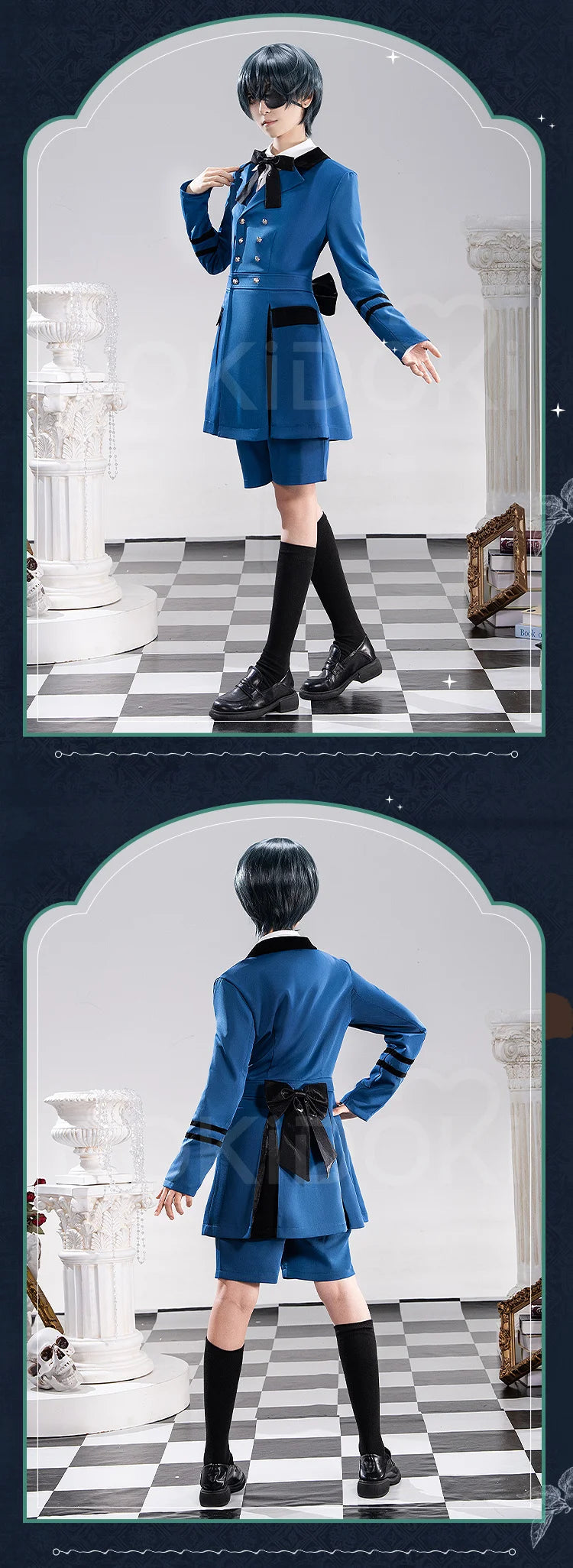 IN STOCK Ciel Phantomhive Cosplay Costume Anime DokiDoki-R Men Blue Uniform Costume Ciel Cosplay