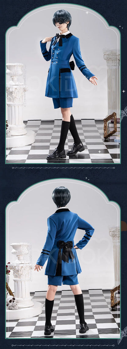 IN STOCK Ciel Phantomhive Cosplay Costume Anime DokiDoki-R Men Blue Uniform Costume Ciel Cosplay