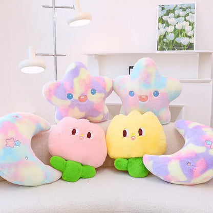 Soft Rainbow Star Plush Sun Cloud Plush Pillow Smile Face Soft Tulip Flower Cushion Girl Room Sofa Home Decor Christmas