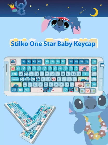 Disney  New Style Shinagawa Stizai Star Kabi Interstellar Kawaii Blue Baby Theme Keycaps Moa High Five Sided Thermal Sublimation