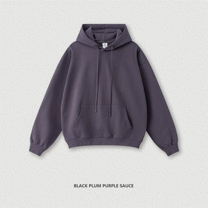 ZODF New Autumn Winter Solid Heavy Weight Hoodies For Men Unisex Basic Loose 440gsm Knitted Hooded Pullovers HY0886