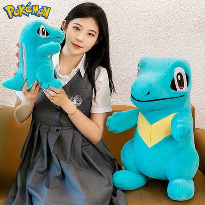 80CM Big Size Pokemon Totodile Plushies Waninoko Peluche Cartoon Anime Kawaii Ornament Comfortable Soft Doll Children Toy Gift