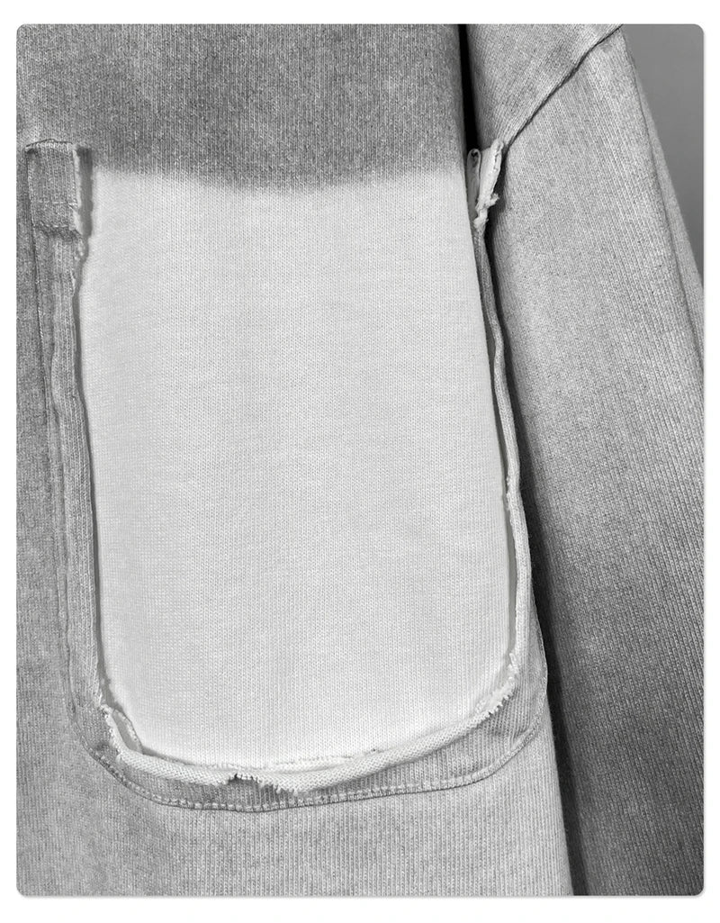 ZODF Retro Man's 325gsm Cotton Full Sleeve T-Shirts Unisex Distressed Wastland Style Monkey Washed T Shirt Tees HY1160