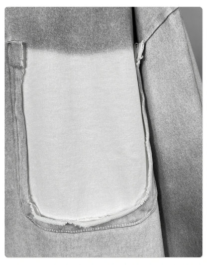 ZODF Retro Man's 325gsm Cotton Full Sleeve T-Shirts Unisex Distressed Wastland Style Monkey Washed T Shirt Tees HY1160