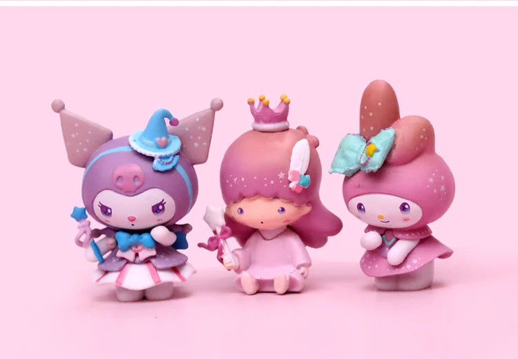 6Pcs/Set Sanrio Toys My Melody Kuromi Anime Figures Cinnamoroll Kawaii Doll Cute Action figure Christmas Gifts for Children