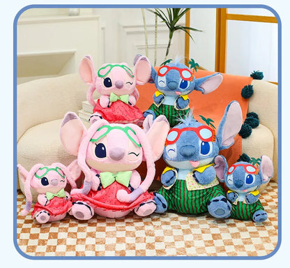 Disney 60cm Summer Watermelon Stitch Kawaii Plush Toy Cartoon Cute Soft Pillow Home Decoration Doll Children's Christmas Gifts