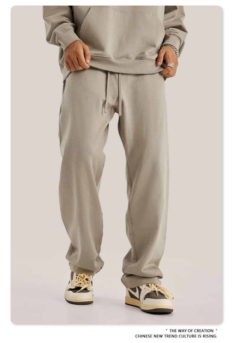 ZODF New 2025 Autumn Men's 445GSM Sweatpants Unisex High Street Soft Knitted Straight Pants Brand Streetwears Tracksuits HY0382