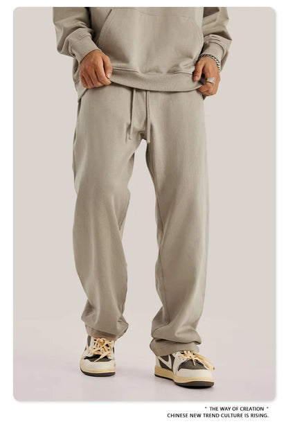 ZODF New 2025 Autumn Men's 445GSM Sweatpants Unisex High Street Soft Knitted Straight Pants Brand Streetwears Tracksuits HY0382