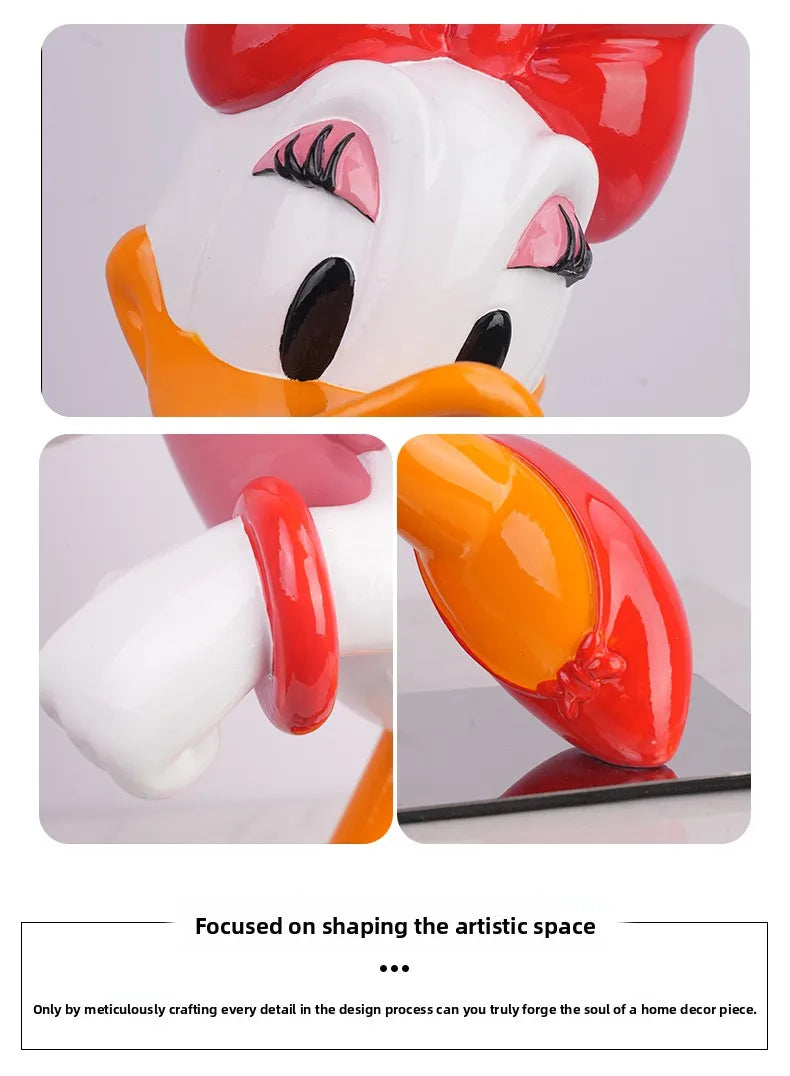 Disney Anime Figuras Donald Duck Daisy Statue Cartoon Cute Resin Model Crafts Desktop Decor Disney Toys for Kids Sculpture Gift
