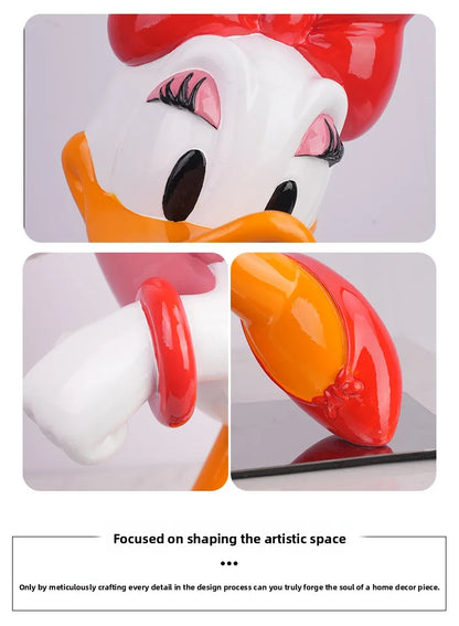 Disney Anime Figuras Donald Duck Daisy Statue Cartoon Cute Resin Model Crafts Desktop Decor Disney Toys for Kids Sculpture Gift