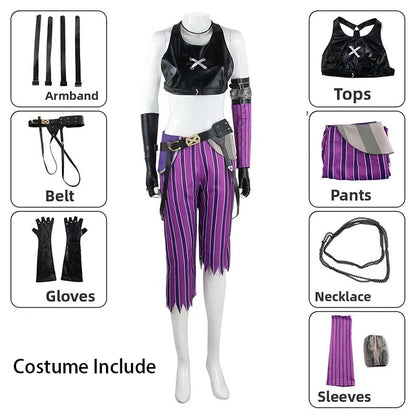 League of Legends Jinx Cosplay Costume Adult Faux Leather Set