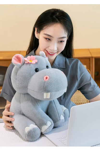 New 55cm Large Size Hippo Plush Toy Fluffty Kawaii Plushie Doll Simulation Hippo Doll Anime Cute Stuffed Animals Soft Plush Gift