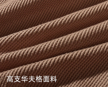 Autumn And Winter New American Heavyweight Retro Men's Waffle Long-sleeved T-shirt Loose Fashion Henley Collar Bottoming-shirt