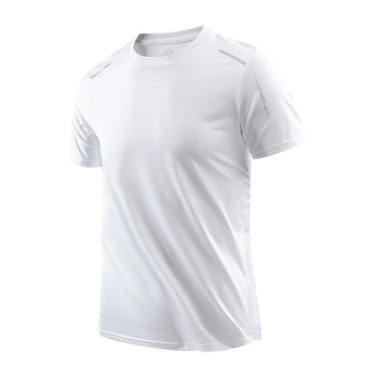 Chrlck Men’s Quick Drying Breathable Running T-Shirt Soft Elastic Outdoor Sports Shirt Summer - White / 5XL(90-100kg)