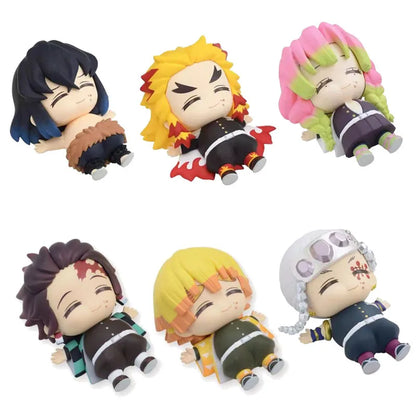 1Set Demon Slayer Anime Figure Kamado Tanjirou Agatsuma Zenitsu Inosuke Doll Toys Kyoujurou Belly Filling Ornaments Tengen