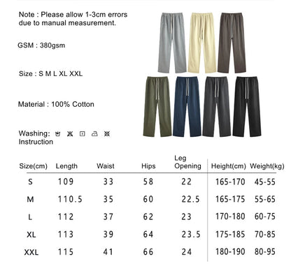 ZODF 2023 Spring Men 380gsm Washed Cotton Pants American Retro Unisex Loose Edge Oversized Straight Trousers Streetwears HY0537