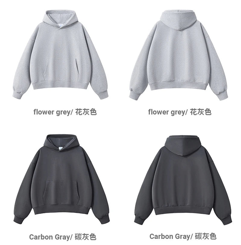 ZODF Fashion Winter Men 500gsm Fleece Hoodies Unisex Loose Fit Heavy Weight Thick Warm Hooded Pullovers Coats Streetwears HY0045