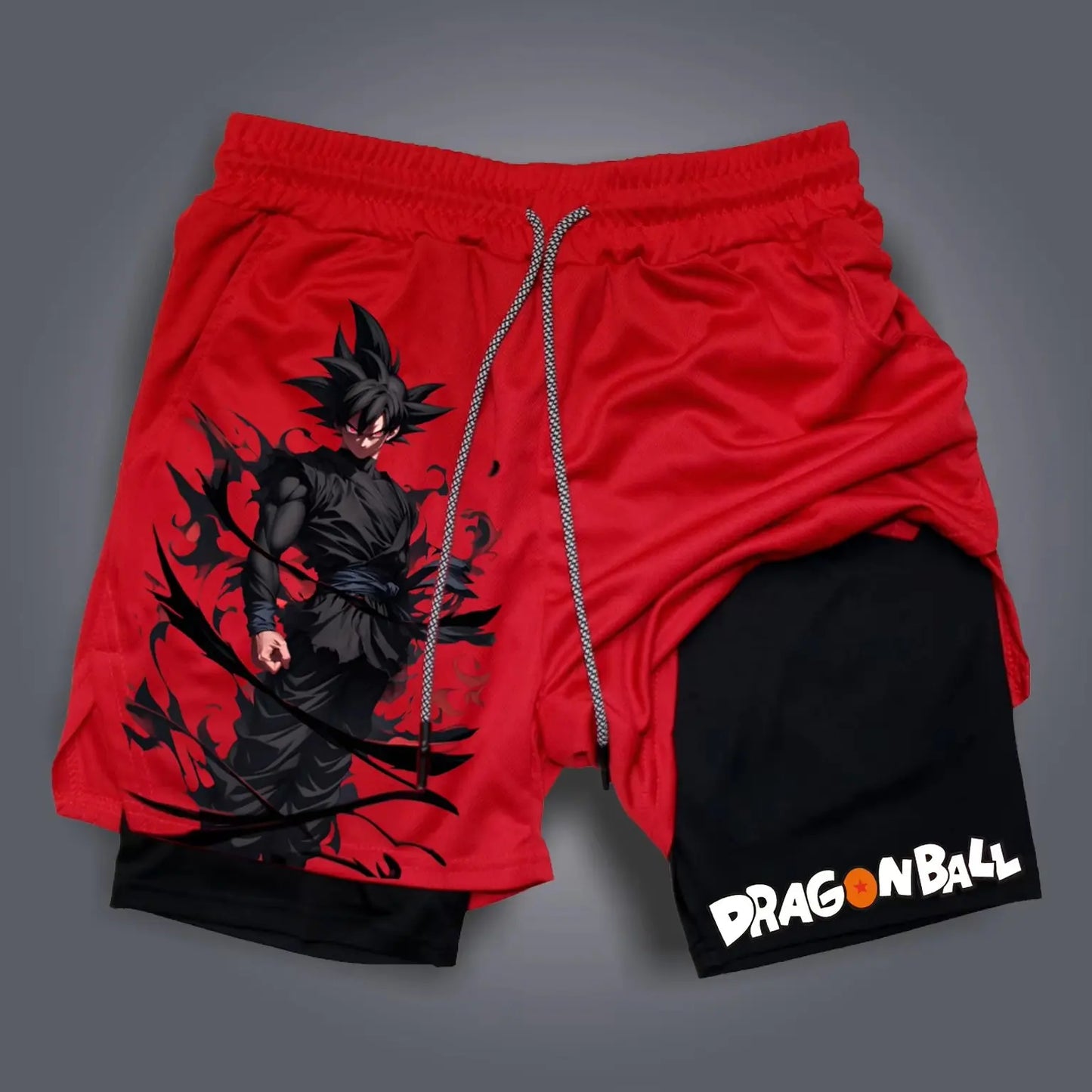 Dragon Ball Anime Men's Shorts Double Layer 2-in-1 Shorts Graphic Print Streetwear Summer Autumn Fitness Running Sports Pants