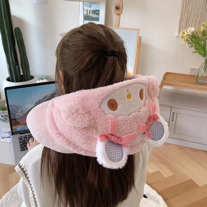 Lovely My Melody U-shaped Hooded Pillow Kawaii Japanese Style Blackout Travel Pillow Office Cartoon Nap Pillow Pink Girl