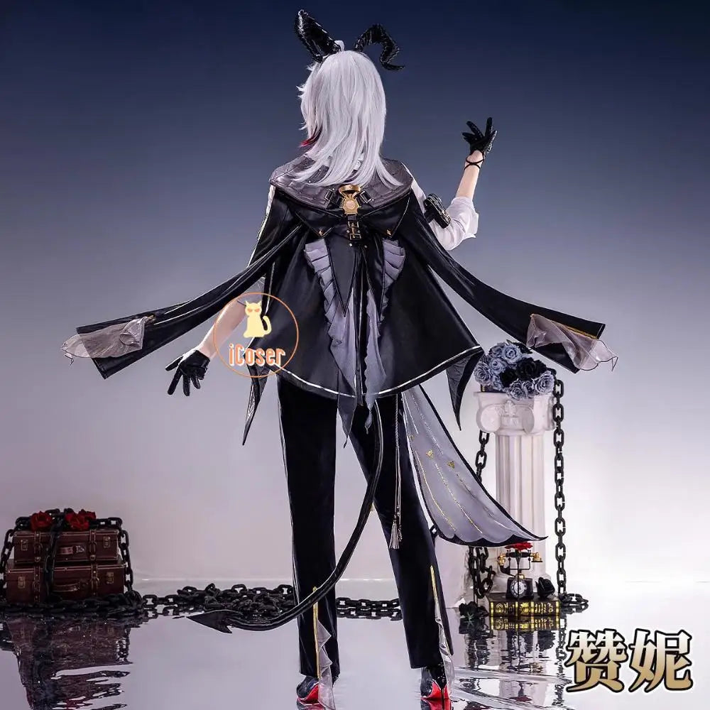 iCoser Wuthering Waves Zani Cosplay Costume Wig Uniform Headwear Tail Earrings Rinascita Halloween Party for Women Carnival Prop