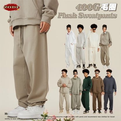 ZODF New Men Heavy Weight 440gsm Solid Sweatpants Unisex Loose Basic Casual Comfortable Sport Pants Joggers Streetwears HY0628