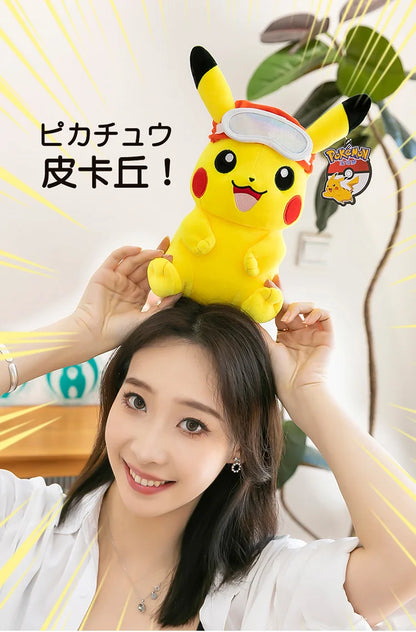 Pokemon Pikachu Plush Toys Anime Pokémon Plushie Dolls 25cm Kawaii Stuffed Pillow Skiing Pikachu Christmas Gifts for Childrens
