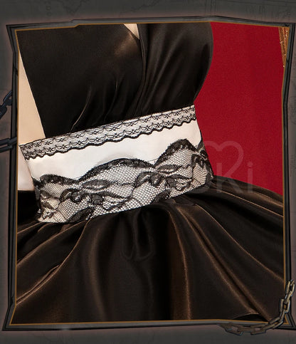 Lukaa Cosplay Costume DokiDoki-R Women Cute Black Full Dress Lukaa Cosplay Headphone Butterfly Female Cosplay