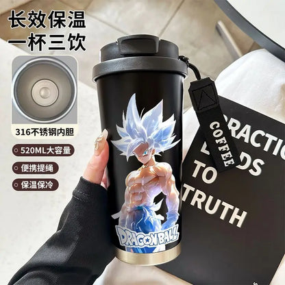 520ml Dragon Ball Thermos Cup Vegeta Water Bottle Son Goku Coffee Mug Large Capacity Drinking Bottle Kids Student Water Cup Gift