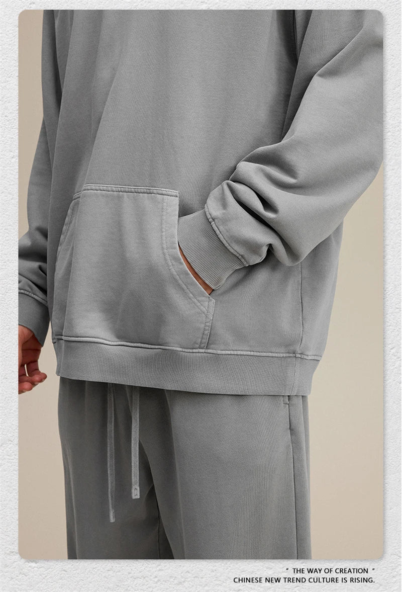 ZODF Retro Heavy Weight 480gsm Cotton Hoodies For Man Unisex Oversized Washed Distressed Hooded Pullovers Brand Coats HY1115