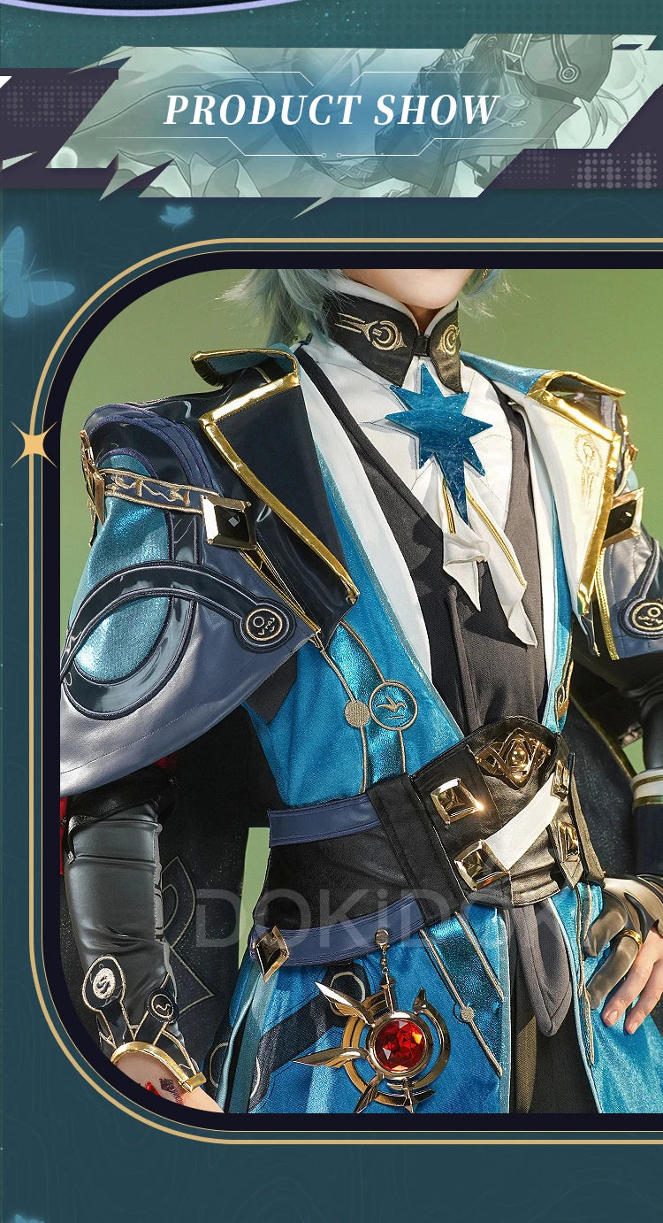 【Ready for Ship】 Anaxa Cosplay Costume Game Honkai: Star Rail DokiDoki-SR HSR Men Costume Anaxa Cosplay Wig Metal Accessory