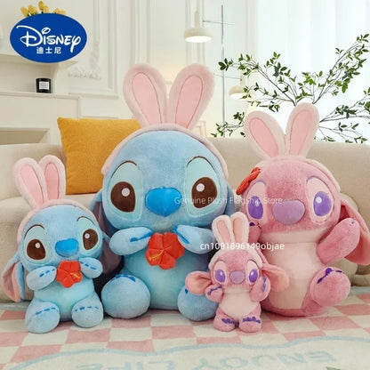 95cm Large Big Size Disney Stitch Angel Transformed Into A Rabbit Anime Plush Stuffed Doll Room Plushies Pillow Ornaments Gifts
