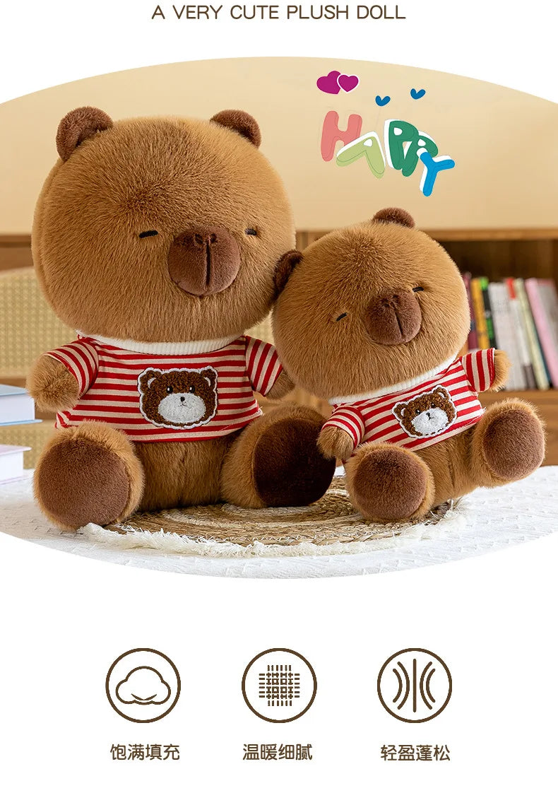 New black striped hoodie dolphin plush toy dress up Capibala sofa decoration room children's birthday Christmas surprise gift