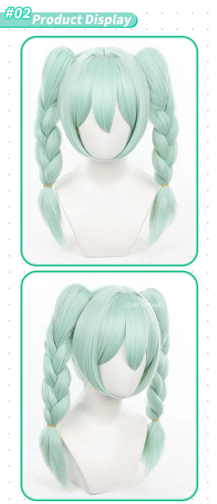UWOWO V Singerr Mikku Cute Bunny Women Cosplay Wig With Ponytails Light Green Hair 45CM