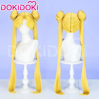 IN STOCK Chibii Usaa Tsukinoo Usagii Kinoo Makotoo Kaiouu Michiruu Wig Anime DokiDoki Cute Ponytail Hair Free Cap