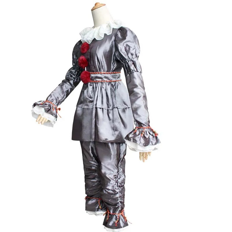 HOMCHEE TRENDS Pennywise Clown Costume 130CM Satin Chiffon