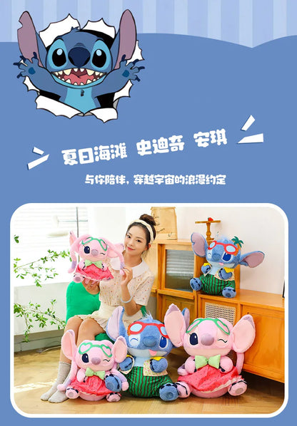 Disney 60cm Summer Watermelon Stitch Kawaii Plush Toy Cartoon Cute Soft Pillow Home Decoration Doll Children's Christmas Gifts
