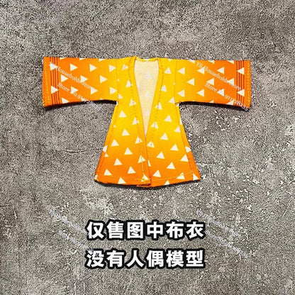 1/12 Scale Agatsuma Zenitsu Shf Anime Man Figure Mini Orange Kimono Coat Toys Clothes Accessory For 6" Soldier Body Decoration