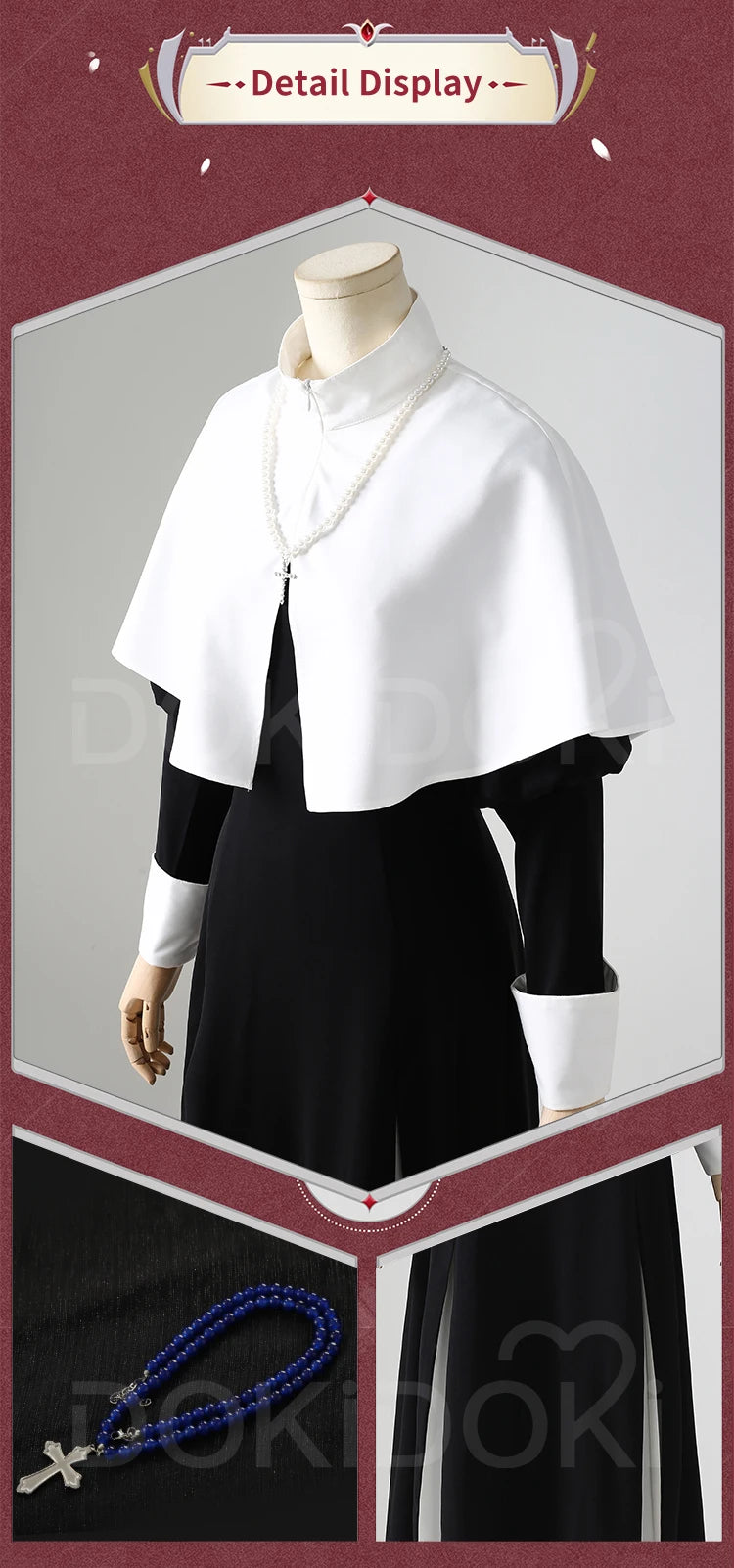 IN STOCK Kitagawa Marin Cosplay Costume Anime DokiDoki-R Women Nun Kitagawa Black Dress Halloween Cosplay