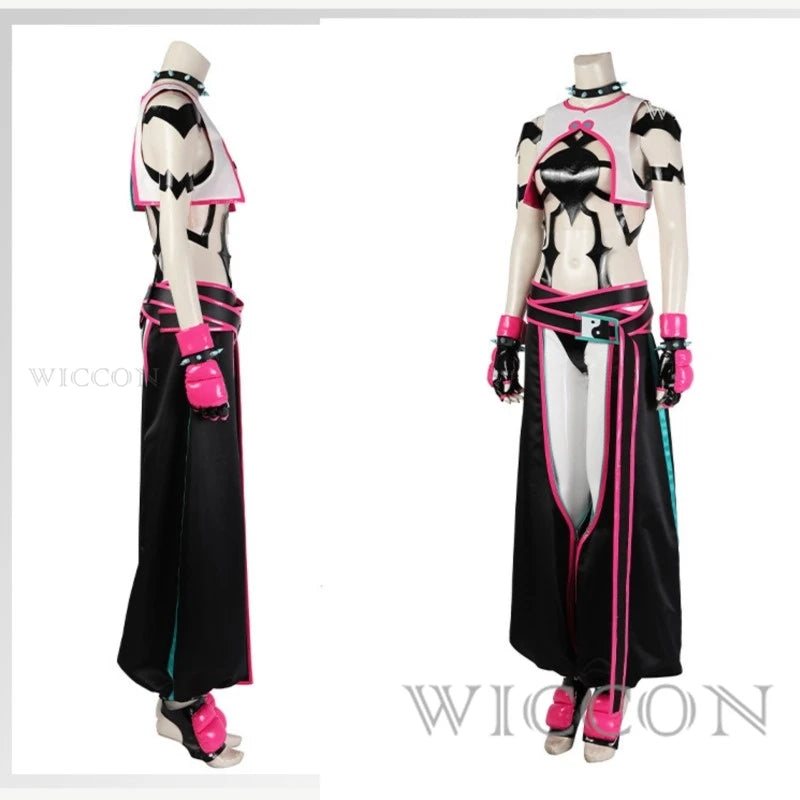 SF6 Juri Han Cosplay Costume Set Polyester Women