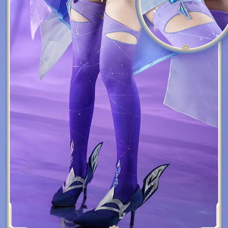 iCoser Genshin Impact Skirk Cosplay Costume Wig Dress New Skin Uniform Headwear Metal Props Halloween Party Women Girls Carnival