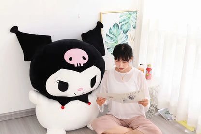 Big Size Sanrio Kuromi Stuffed Doll Melody Cinnamoroll Plush Toy Kawaii Anime Bedside Cushion Room Decoration Xmas Gift For Girl