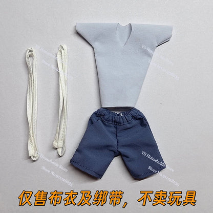 1/12 Killua Zoldyck Anime Boy Figure Mini T-shirt Shorts White Cloth Belt Clothes Toys Accessory For Hunter Shf 6inch Soldier