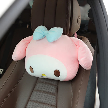 Kuromi My Melody Pillow Stuffed Anime Kuromi Car Headrest Safety Seat Belt Cover Cushion Cartoon Car Decoration Girl Gifts