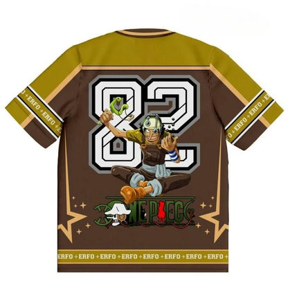 82 Jersey One Piece Usopp Anime Y2k Korean Style Kpop Baseball Hockey T-shirt Fashion Streetwear Anime Daily Unisex Tops Tees