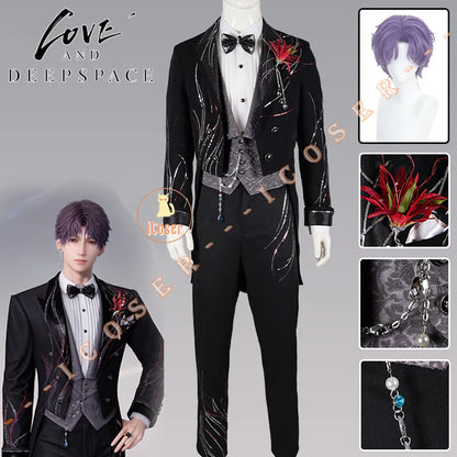 Love and Deepspace Rafayel Wedding Cosplay Costume Wig Suit Uniform Halloween Party for Women Men Carnival Game Outfit iCoser