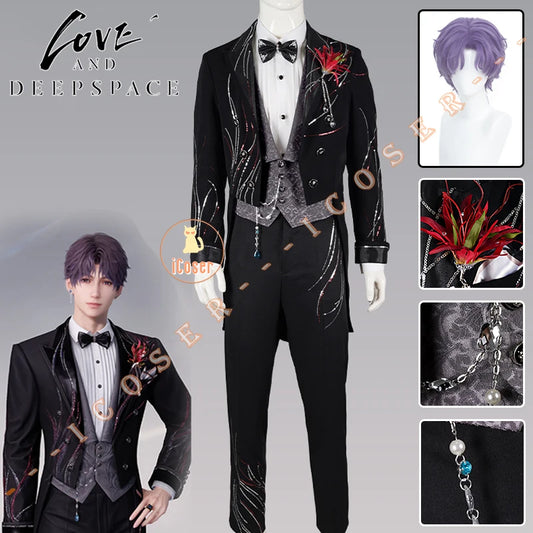 Love and Deepspace Rafayel Wedding Cosplay Costume Wig Suit Uniform Halloween Party for Women Men Carnival Game Outfit iCoser