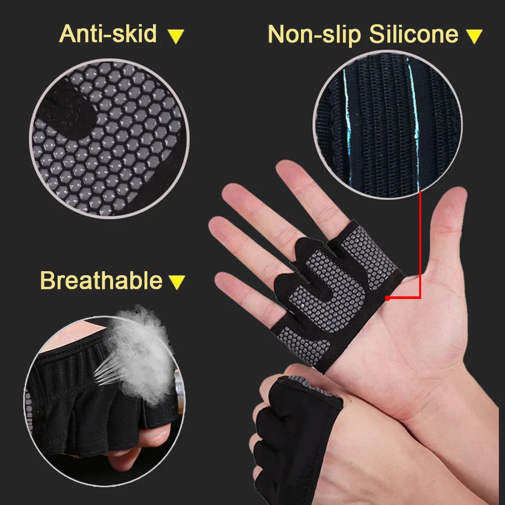 The Codex Gym Fitness Half Finger Gloves Men Women Anti-Slip Silicone Workout Weight Lifting Pull Up Hand Grip Protector